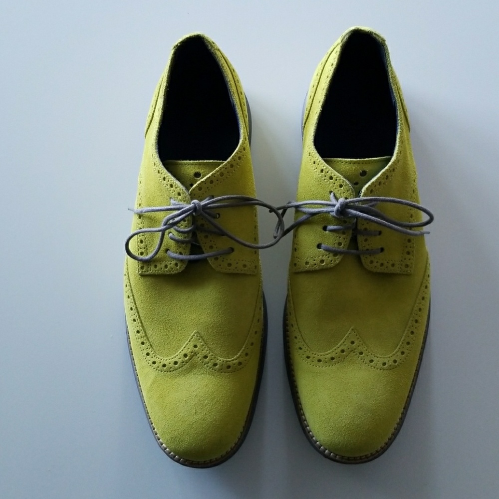 Cole Haan lime green suede Lunagrand Oxford shoes